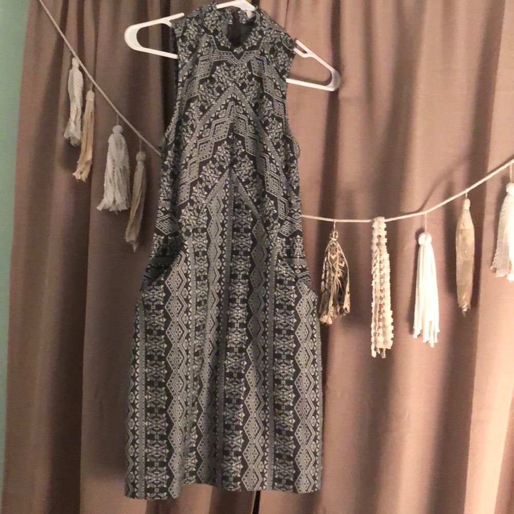 High neck, sleeveless dress with pockets
